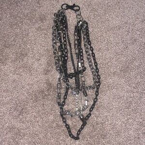 Glynneth B costume jewlery layered black and silver chains